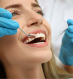 Oral health and dentistry with healthy teeth and dental care symbols