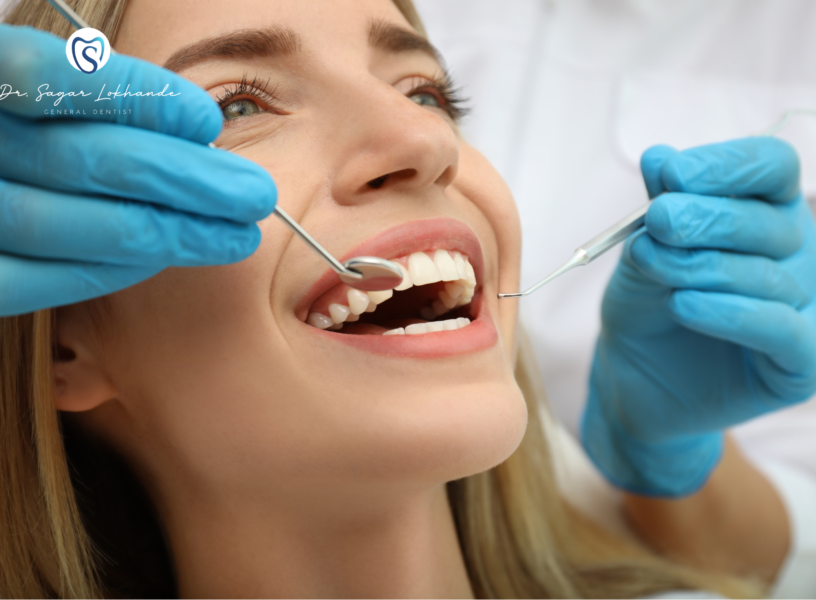 Oral health and dentistry with healthy teeth and dental care symbols
